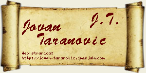 Jovan Taranović vizit kartica